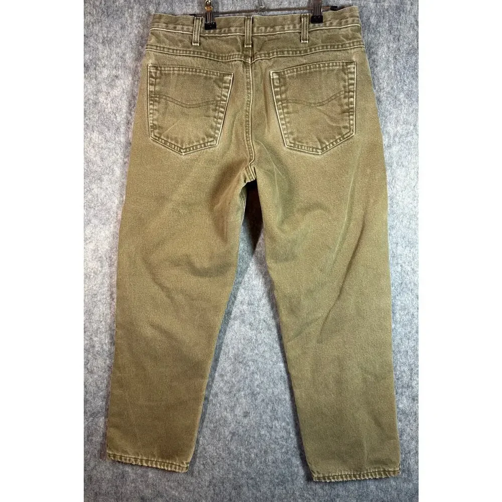 Vintage Carhartt Mens B162 BRK Flannel Lined Tan Brown Denim Pants 34x30